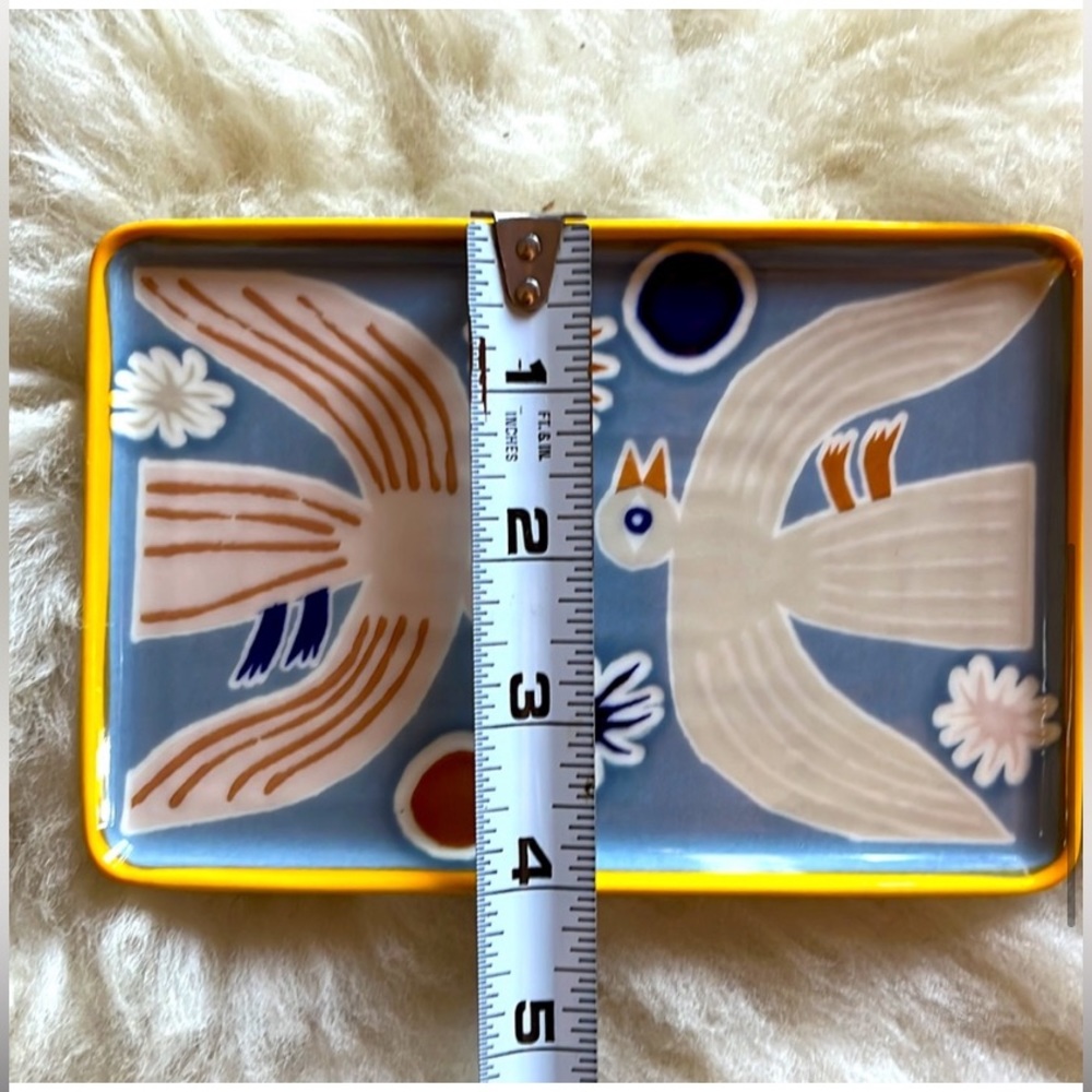 ❤️… Anthropologie Marcello Velho Folksong Birds Pottery Dish - Picture 3 of 5
